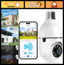 Wireless Light Bulb Security Camera - 2K HD, Motion Detection, Night Vision, Two