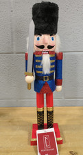 Northlight 14" Wood Blue  Red Christmas Nutcracker Soldier Sword No Box 