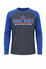 Colosseum Boise Zustand Broncos Fußball Raglan T-Shirt Groß Blau Grau
