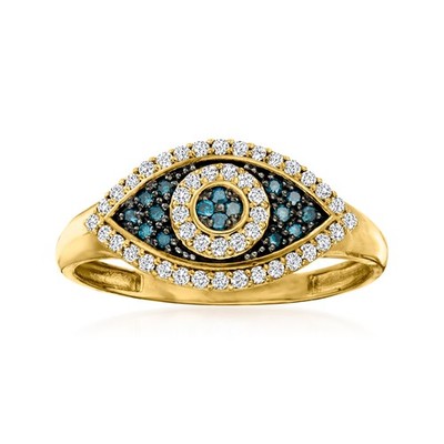 eyeリング 0.30 ct. t.w. Blue and White Diamond Evil Eye Ring in 14kt