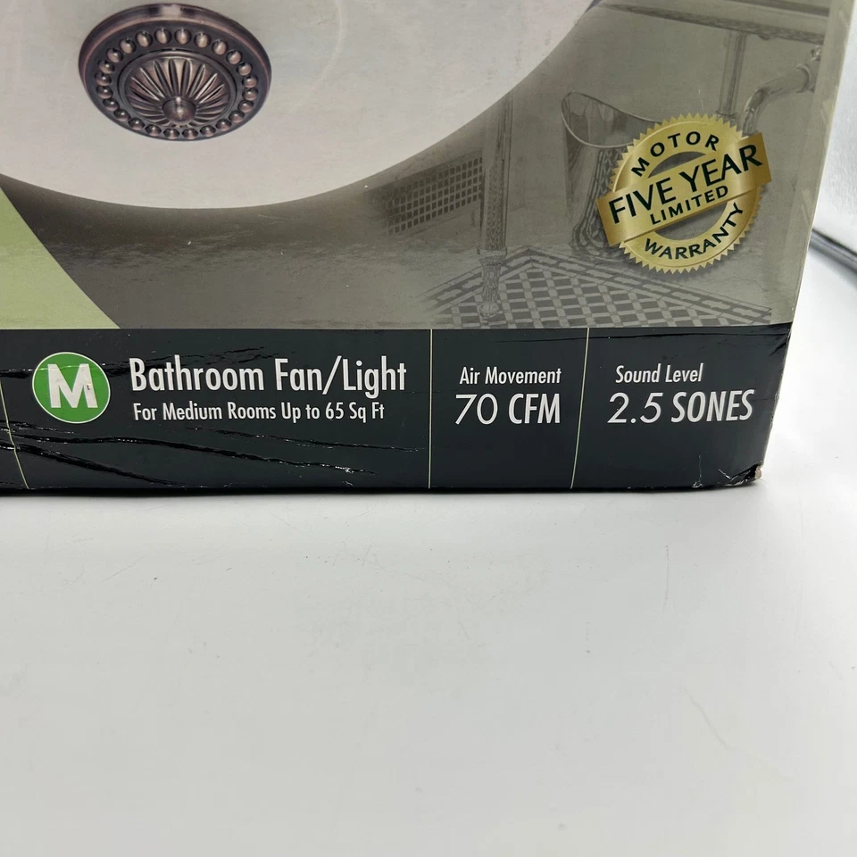 Hunter Ashbury Bathroom Fan Light Imperial Bronze Swirled Marble Glass 81003 NOB - Image 3 of 4