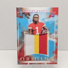 2024 Panini Origins Future Fabrics Xavier Worthy #FF-XWY Turquoise /75 (MEM, RC)