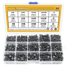 M3 M4 M5 Alloy Steel Socket Cap Screws Hex Head Bolt Nuts Assortment Kit (560...