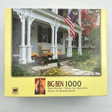 NEW MB 1000 Piece Jigsaw Puzzle Big Ben Autumn Fall House 20 x 27 Inches -Sealed