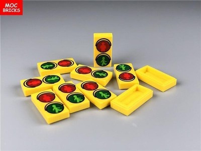 10pcs 1X2 Custom Printed Traffic Light Red Green Tile Plate For Lego Minifig