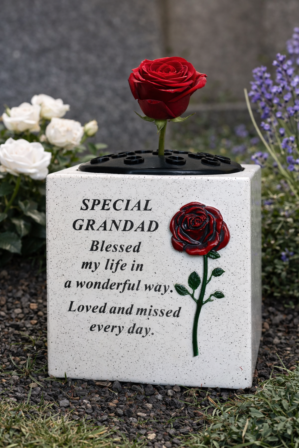 Grandad Memorial Grave Vase Rose Bowl Red Rose Flower Holder Cemetery Flower Pot