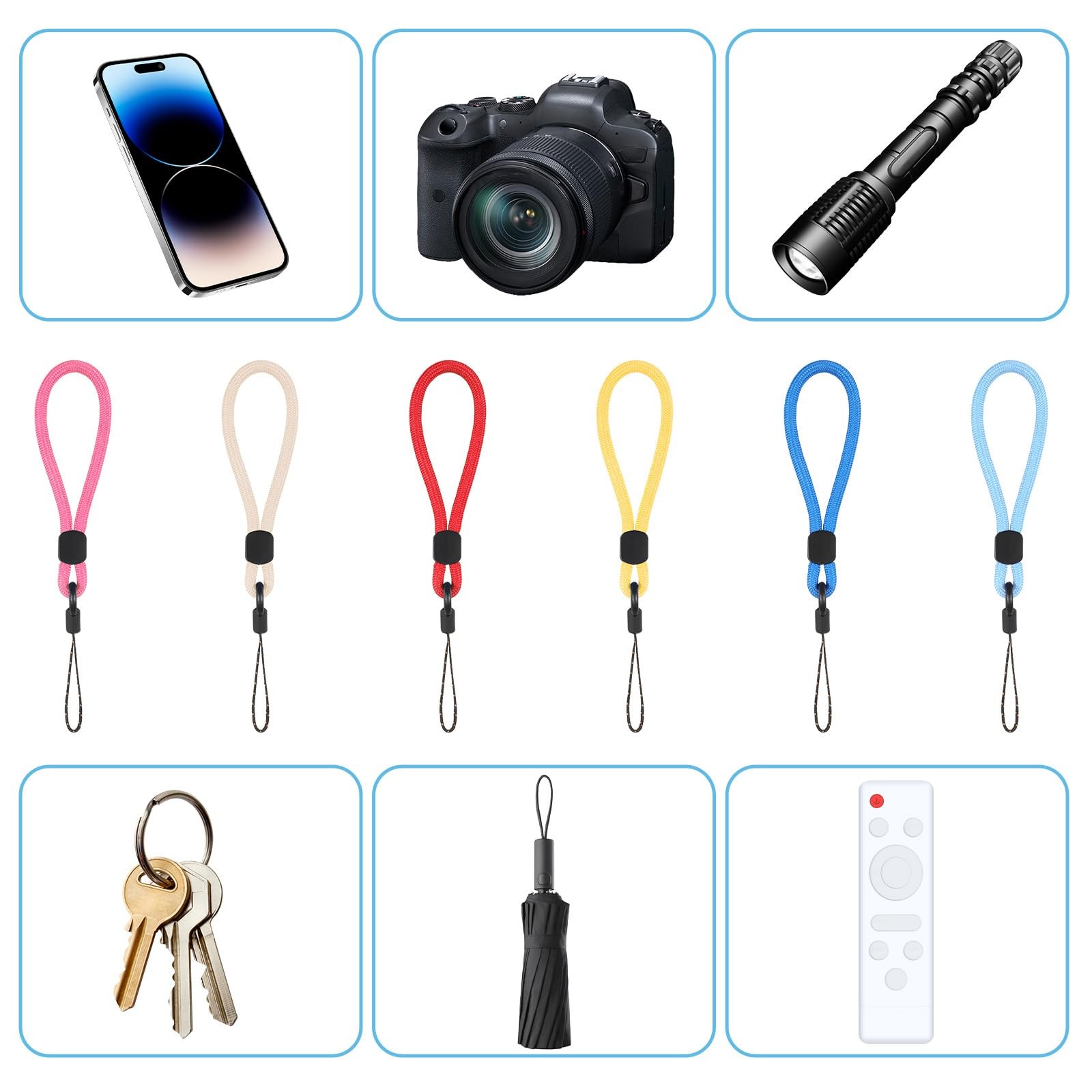 Adjustable Lanyard Wrist Strap Keychain Holder for ID Card Flashlight or Keys