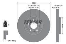 2x Bremsscheibe PRO+ TEXTAR 92323305 für MERCEDES GLB X247 GLA H247 CLA C118 EQA
