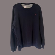✨RUSSELL Men Adult 2XL Navy Long Sleeve  PREMIUM FLEECE SweatshIrt Pullover✨