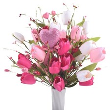 Valentines Day Decorations Artificial Flowers  5 PCS Faux Flowers Rose Tulips ...