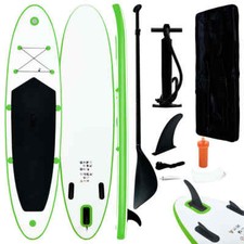 Inflatable Stand Up Paddle Board Set Green and White vidaXL