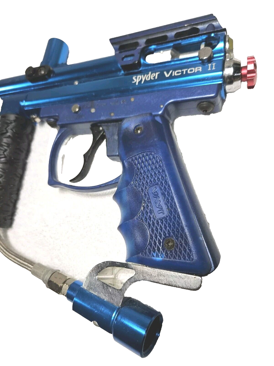 Used Spyder Blue Victor 2 Paintball Gun & Barrel Vertical Grip