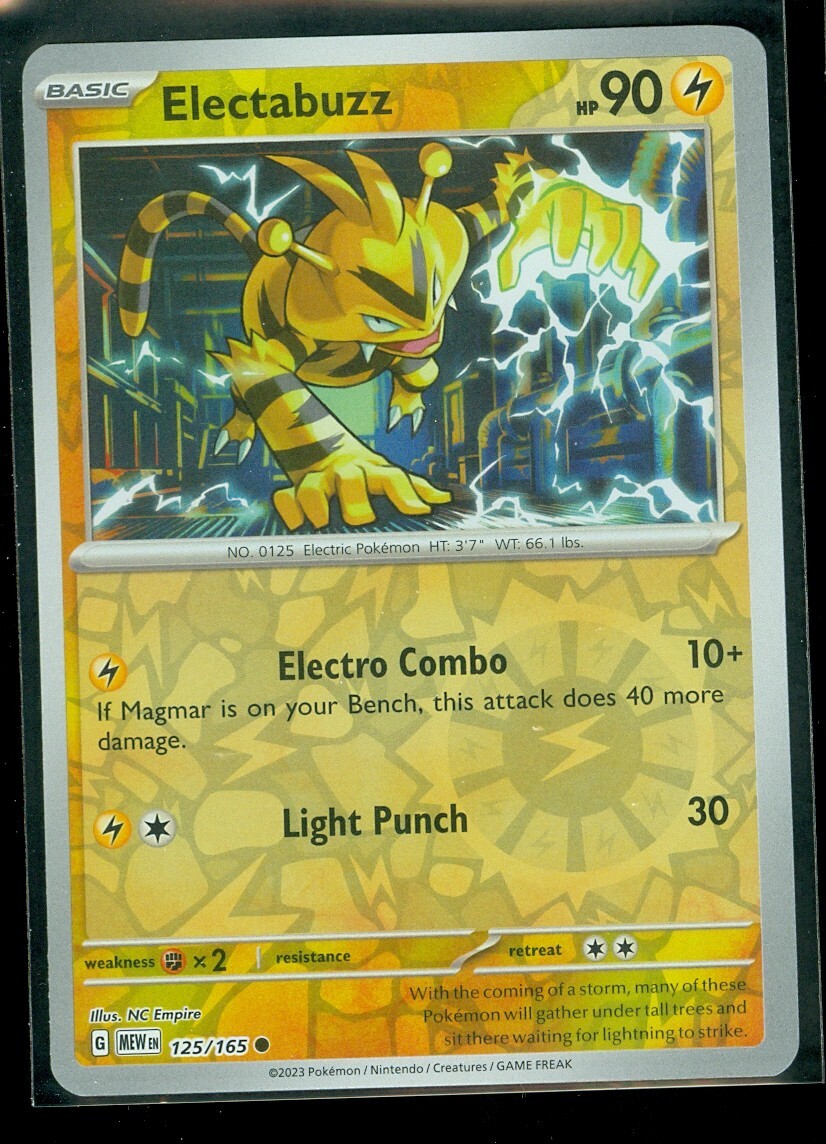 Pokemon ELECTABUZZ 125/165 Pokemon 151 - Rev Holo - - MINT
