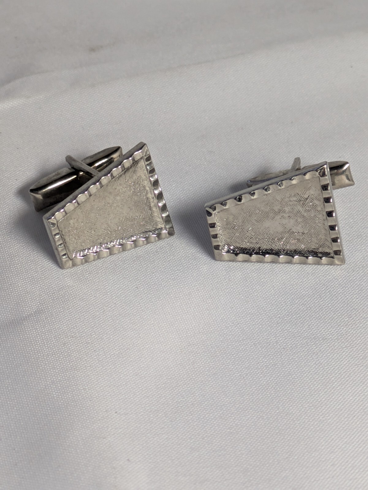 Rectangular Vintage Cuff Links-Textured Pattern-S… - image 1