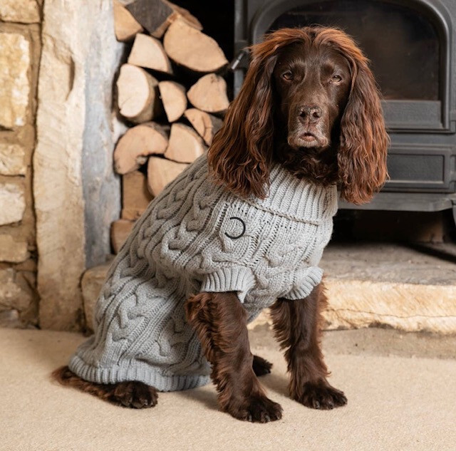 Hugo and Hudson grey cable knit dog jumper eBay