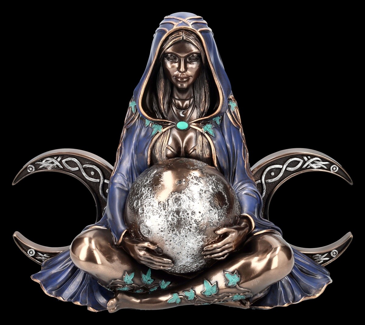 Triple Moon Goddess Figurine Wicca Magic Ritual Gothic Decor