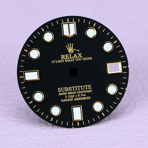 Relax Dial 28.5mm seiko mod matte black for NH35 movement BGW9 C3 lume - Picture 5 of 5