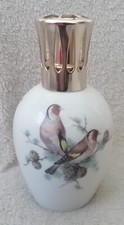 Ancienne lampe Berger HO en porcelaine de Limoges décor oiseaux Teissonnière