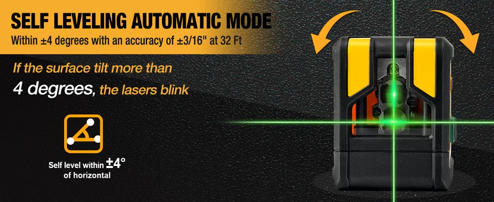 PREXISO 100Ft Self-Leveling Laser Level with Dual Cross Lines and Tripod