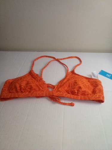 Cupshe Bikini Top Women XL Padded Cups Textured Scallop Trim Orange - Picture 2 of 13