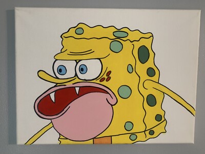 SpongeBob caveman acrylic painting on Canvas