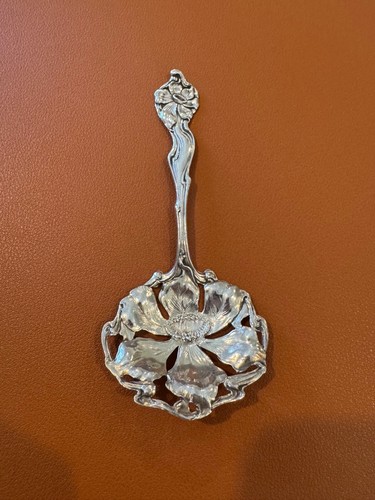 Antique George W. Schiebler & Co Sterling Silver Fiorito Bon Bon Spoon Clematis