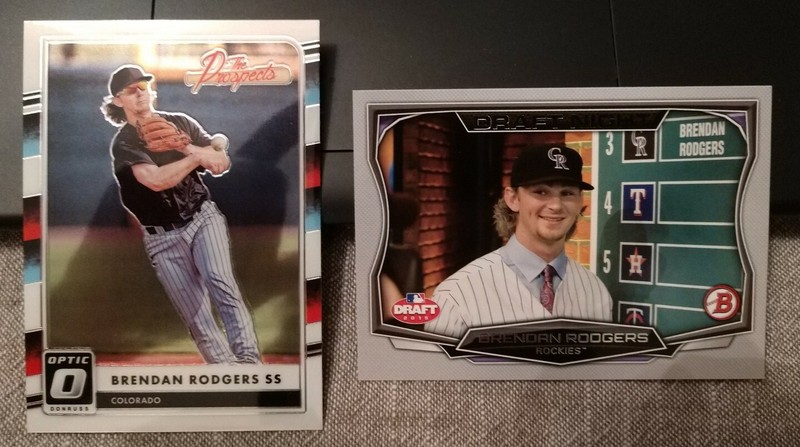 Brendan Rodgers Prospect Insert Lot (2) - 2016 Optic, 2015 Bowman Draft Night