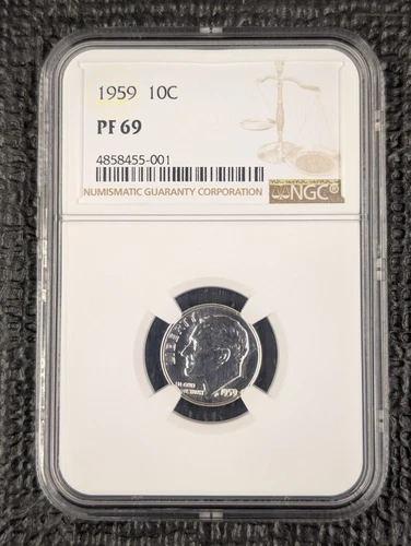 1959 Roosevelt Dime 10c Certified by NGC PF69