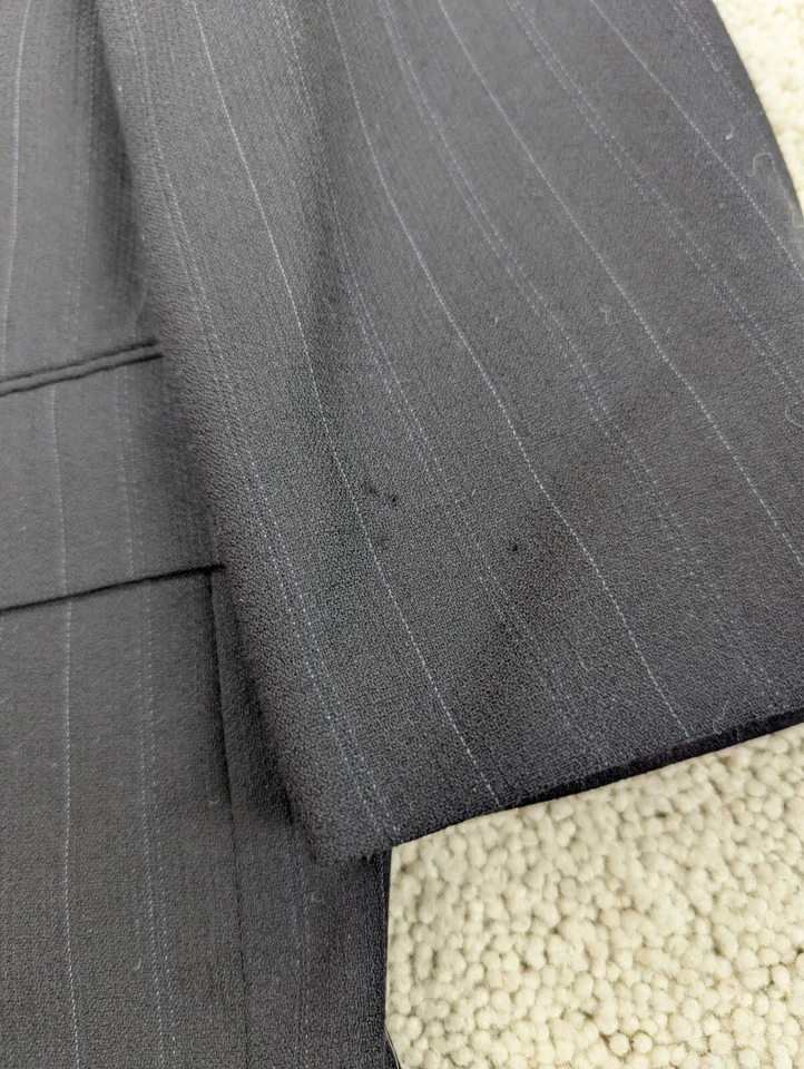 Traje Para Hombre 42S 34x25 Negro Rayas Lana Doble Pecho 2 Piezas Chaqueta Pantalones Foto 3 de 4