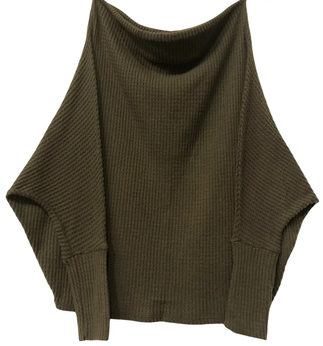 Off the shoulder waffle sweater clearance