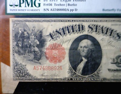 1917 ERROR PMG VF 30 Butterfly $1 Legal Tender RED SEAL One Dollar