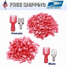 Nylon Red Spade Female / Male Insulated Crimp Connectors Terminal 22-16 AWG
