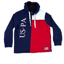 US Polo Assn Hoodie Youth Boys XL Red Blue Sweatshirt Pullover Cotton