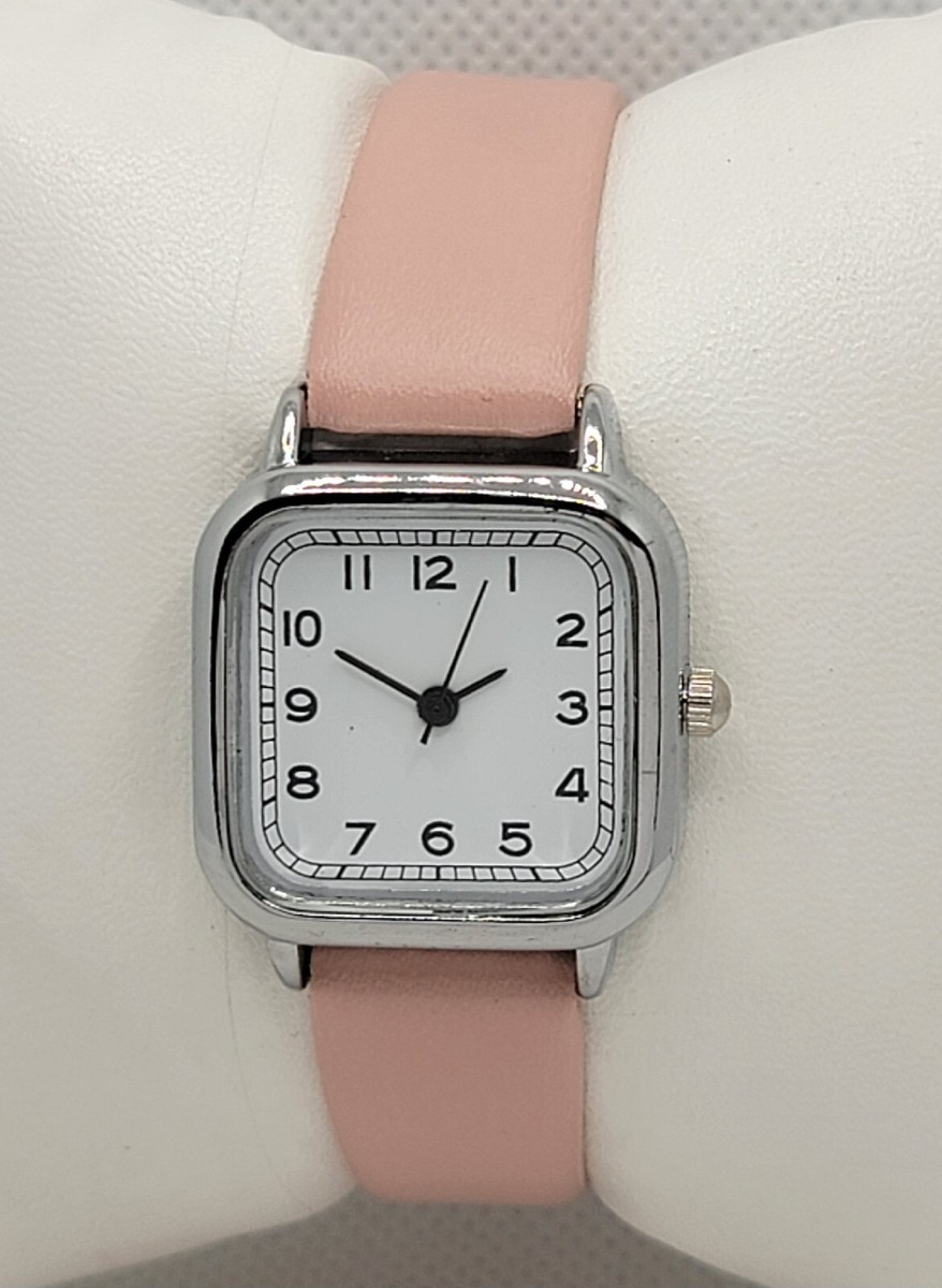 Women\'s Pink Square Leather Vintage Elegant Waterproof Quartz Retro Wrist Watch Guess Pink Leather Bracelet Watch for Women | Vintage Guess  main image 3