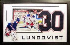 Henrik Lundqvist NY Rangers custom 11x14 framed 3D Shadowbox collage suede #30