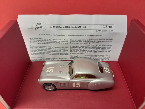 SLOT CLASSIC CJ-41 CISITALIA 202 #15 MILLE MIGLIA 1948 1/32 RESINA SLOT CAR - Foto 3 di 8