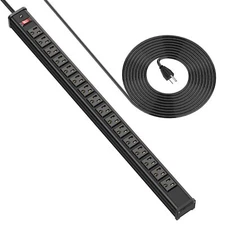 Metal 16 Outlet Power Strip Extra Long Power Strip With10ft Cord Heavy Duty Powe
