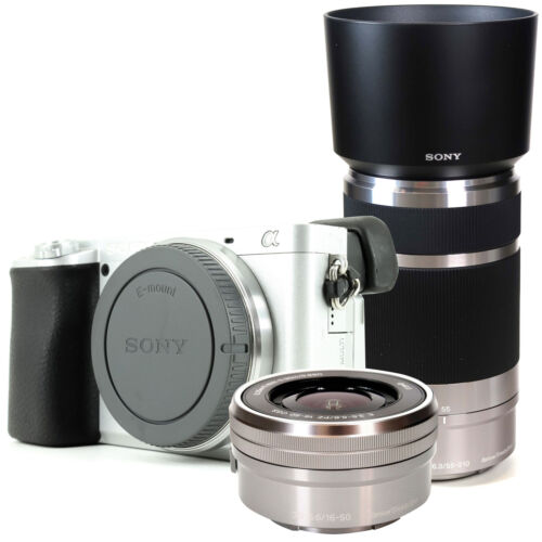 Sony a6100 Bezlusterkowy aparat cyfrowy biały z 16-50mm + obiektywem Sony E 55-210mm - Zdjęcie 1 z 7