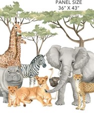 36" X 44" Wild One African Animals Safari Cotton Fabric Panel D473.51