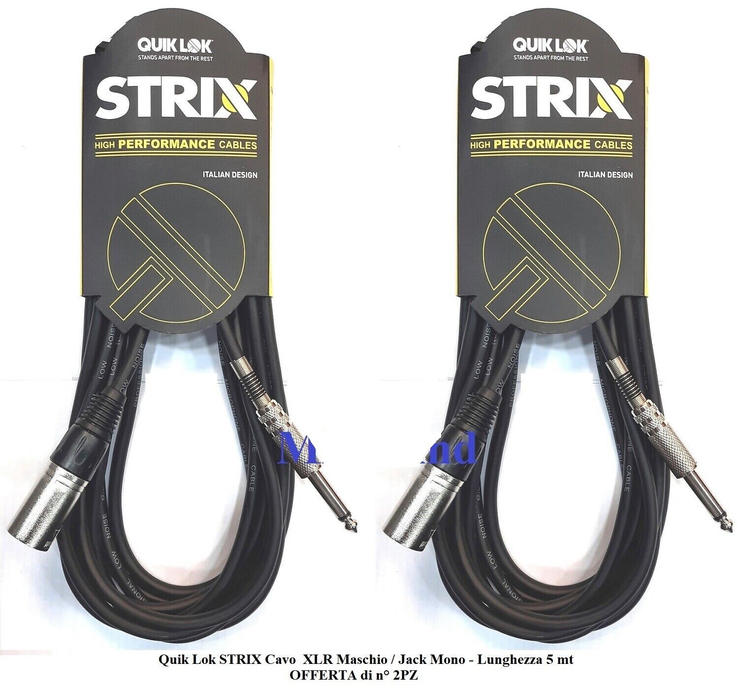 Quik Lok MX/779-5 CAVO PER SPEAKER CASSE CANNON XLR M   JACK OFFERTA 2 CAVI 5 mt