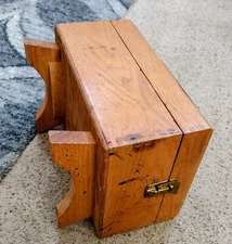 Shoe Cleaning Box Vintage Handmade Wood  with Clasp 15" w brushes & polishes