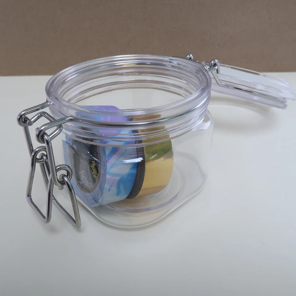 *OFERTA DE VERANO* Frascos de almacenamiento de plástico duro transparente con tapas 6,5 oz (paquete de 6) Foto 2 de 4