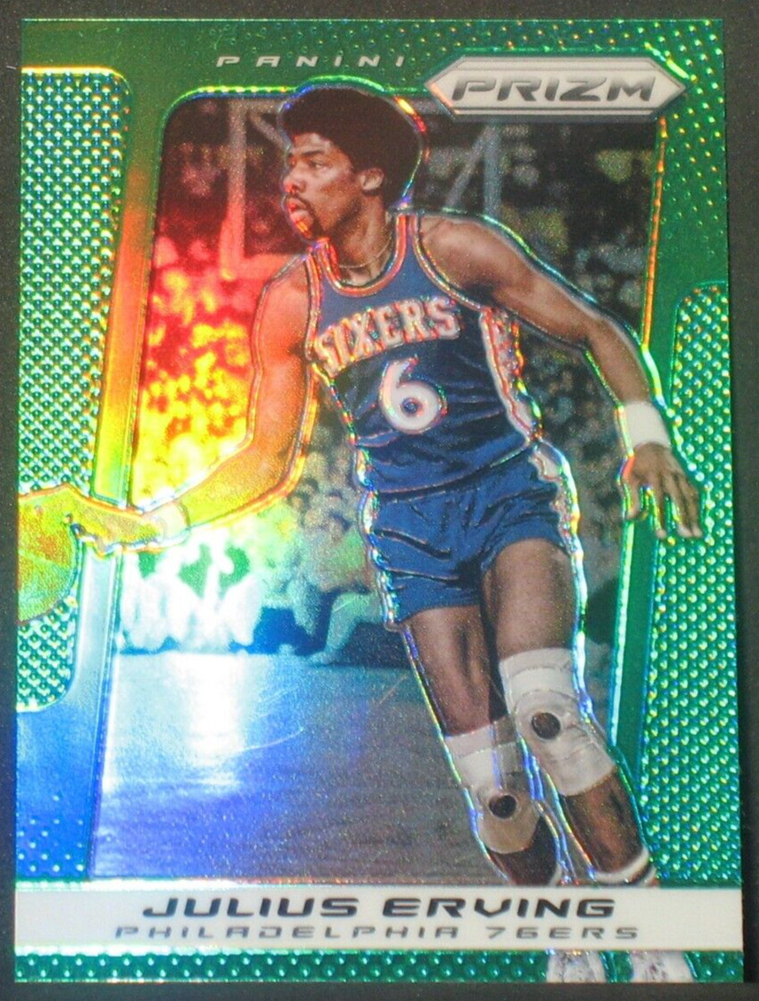 Julius Erving 2013-14 Panini Prizm Green Refractor Parallel #221 76ers