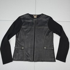 Vintage 90s Escapade M Black 100 leather front/knit Back moto style jacket
