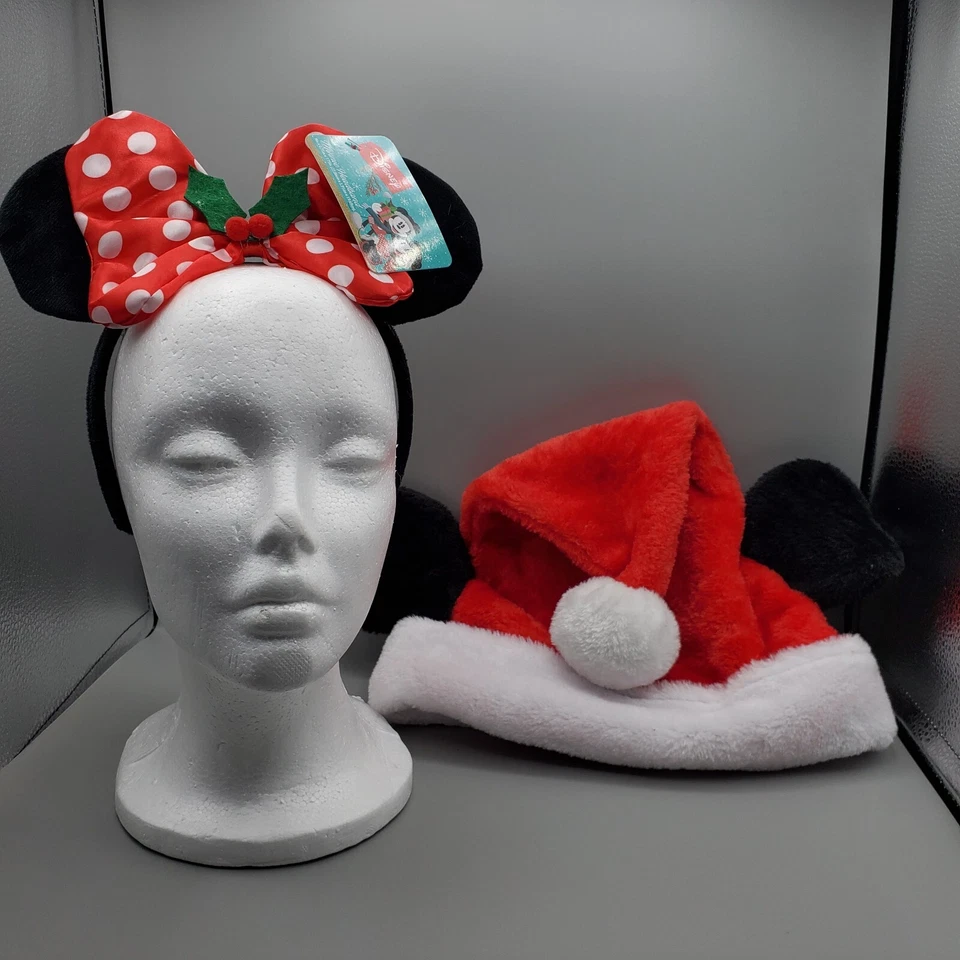 Disney Микки Минни-Маус Санта шляпа красный Рождество мистер миссис набор лот из 2 - Изображение 3 из 4