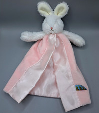 BUNNIES BY THE BAY WHITE BUNNY PLUSH PINK LOVEY SATIN SECURITY BLANKET