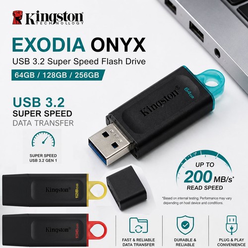 Kingston USB Memory Stick Exodia Onyx 64gb/128gb/256gb 3.0 Pen Backup Drive