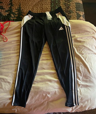 adidas Tiro 24 TR PTW Track Pants Black/White Striped Drawstring Size S