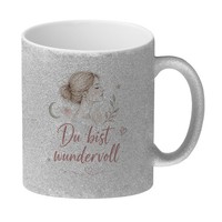 Glitzer-Kaffeebecher Du Bist Wundervoll - Tasse Mit Boho Frau Mit Spruch: Du