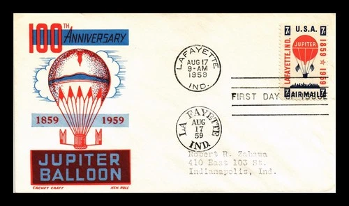BALLOON JUPIER AIR MAIL FDC SCOTT C54 KEN BOLL CACHET CRAFT US COVER